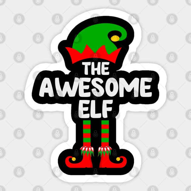 Awesome Elf Matching Family Group Christmas Party Pajama Sticker by DragonTees